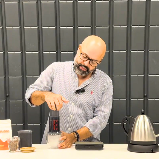 Pressing smooth and balanced Colombian coffee through an AeroPress for a versatile brew.